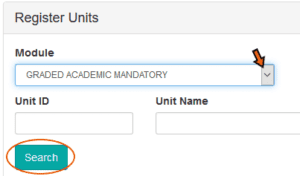 Image of selecting modules of units drop down list