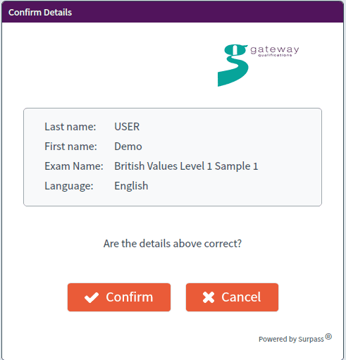 Secure Client - Confirm Details Screen