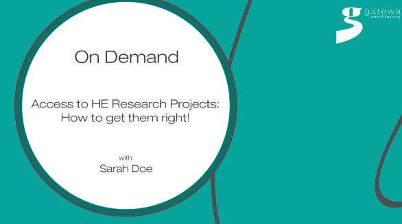 Access to HE Research Projects: How to get them right - Webinar title slide