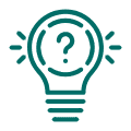 Lightbulb icon with a question mark representing a challenge or problem-solving
