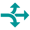 Multi-directional arrows icon representing flexible learning options, choice and different progression pathways.