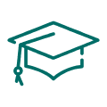 Graduation cap icon representing academic achievement, qualifications, and progression.