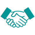 Hand holding a lightbulb icon representing guidance, support and helpful information.