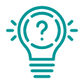 Lightbulb icon with a question mark representing a challenge or problem-solving