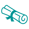 Certificate icon representing achievement, qualification or certification.