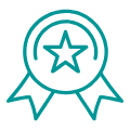 Award ribbon with a star, representing quality assurance, achievement or recognised excellence.